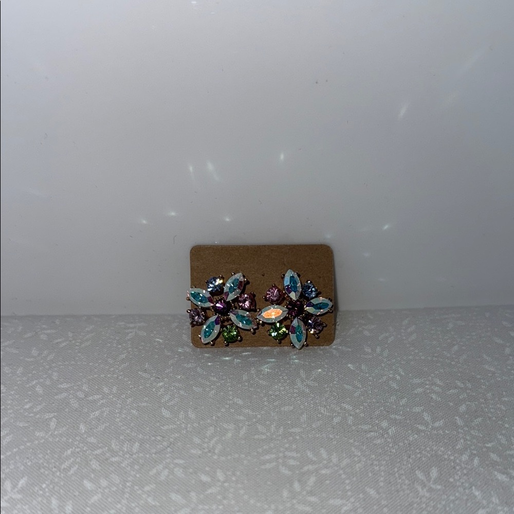 Kirks Folly Blue and Pink Stud Earrings with Ornate Design‎